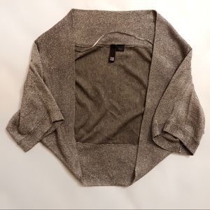 H&M Silver Sparkly Short Sleeve Cardigan Shrug OS